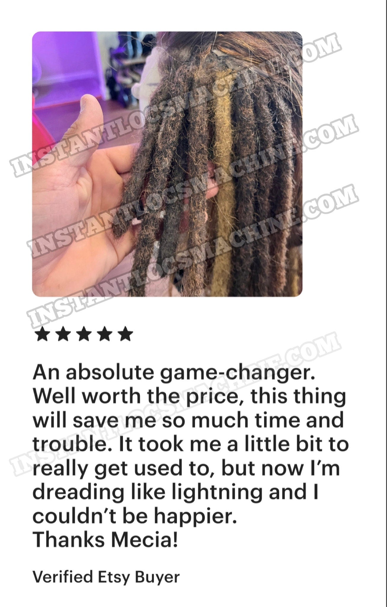 Instant Locs Machine Loc Extensions Maker for ALL Natural and Synthetic hair TEXTURES: silky, curly, wavy, afro Automatic Dreadlock Machine