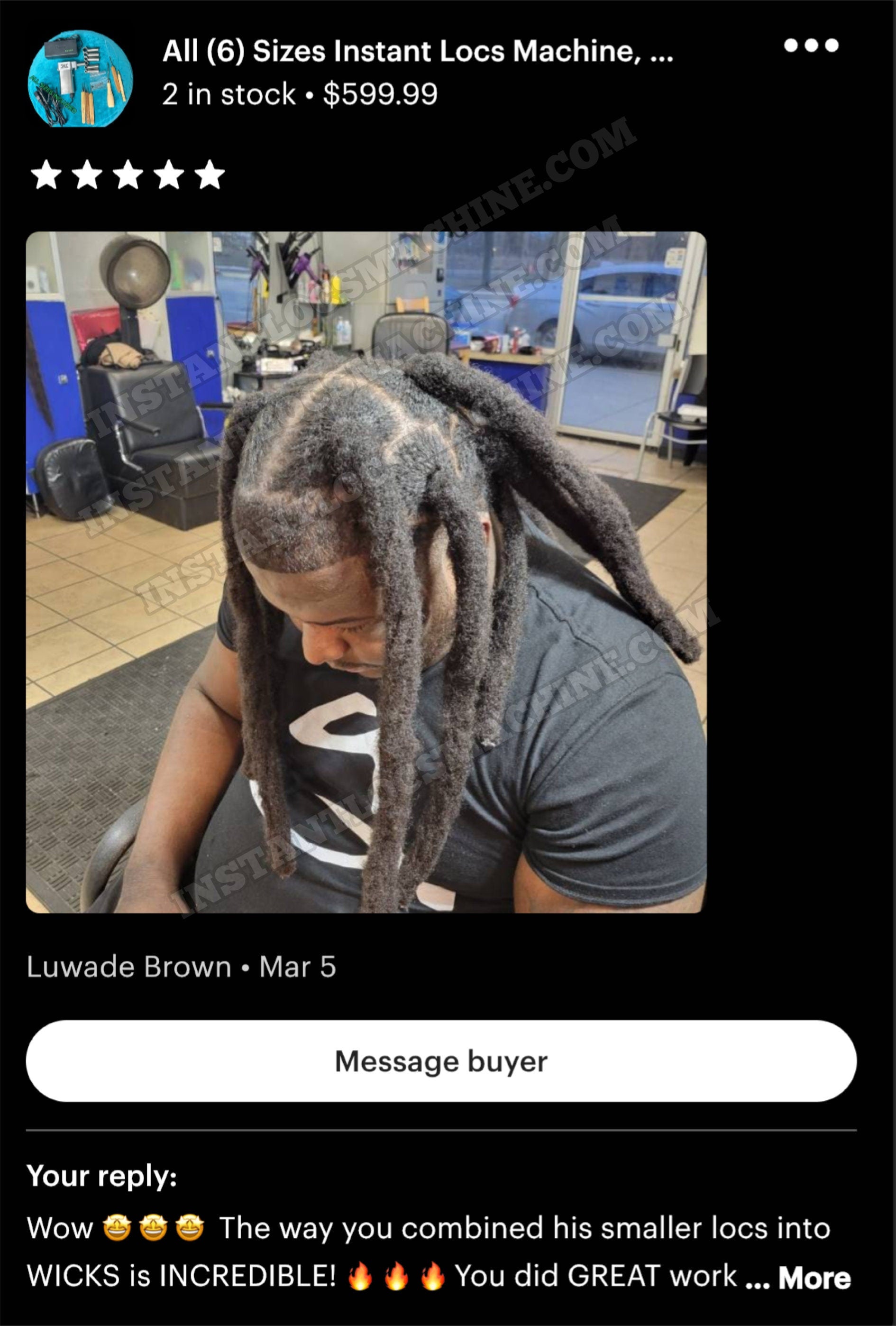 Instant Locs Machine Automatic Dreadlock Machine Make Instant Loc Extensions Instant Loc Machine Carrying Bag All (6) Sizes Loctician Gift